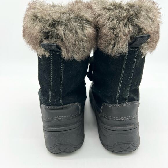 Khombu Womens The Slope Winter Snow Boots Black Suede Faux Fur Pull On Size 10 - Picture 3 of 11